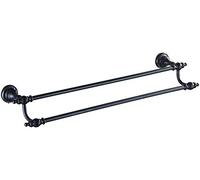 JQQJZLC European Black Bronze Towel Rack Retro Towel Bar Double Pole Bathroom Bath Hardware Wall