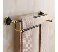 JQQJZLC European Retro Towel Rack, Gold Perforated Rack, Black Bath Towel Rack, Bathroom Creative Towel Rail/Single Rod