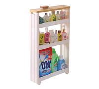 JQQJZLC Exquisite Bathroom Shelves Bath Racks,Shower Corner Ultra-Thin Slip Out Kitchen Trolley Storage Rack Organizer Mobile Wall Cabinet Tower 3 Rounds, White Bathroom