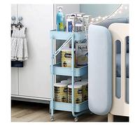 JQQJZLC Exquisite Bathroom Shelves Carts,Trolley Folding Bedroom Storage Cart on Wheels Folding Shelf with Two Lockable Wheels Easy to Move Cartmulti-Purpose Organizer Cart for Bathroom, Kitchen,Light