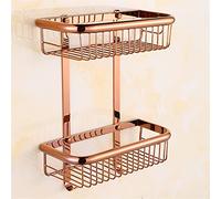 JQQJZLC Exquisite Bathroom Shelves Copper Bathroom Corner Shelf, Antique Brass Shampoo Soap Liquid Shower Rack, Rose Gold Cosmetics Storage Hoder, Wall Mounted (Color : Black)