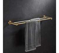 JQQJZLC Exquisite Bathroom Shelves Light Luxury Brass Brushed Towel Rail, Bathroom Towel Rack, Single And Double Rod Bathroom Pendant Wall Hanging Storage Rack (Color : Double pole 40cm)
