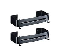 JQQJZLC Exquisite Bathroom Shelves Nail Free Aluminum Black Bathroom Kitchen Shelf, Cosmetic Rack, In Wall Bath Corner Basket With Hook Bathroom Storage Shelf (Color : Type A 2PC)