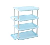 JQQJZLC Exquisite Bathroom Shelves Shoe Rack,4-Tier Plastic Standing Organizer for Bathroom/Bedroom and Waterproof Storage No Tools Required,Stackable and Lightweight,Blue