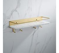 JQQJZLC Exquisite Bathroom Shelves Shower Caddy Light Luxury Toilet Bathroom Shelf, Wall-mounted Cosmetic Box Storage Rack, Marble Tray Free Perforated Bathroom Shelf Storage (Color : D1)
