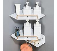 JQQJZLC Exquisite Bathroom Shelves Space Aluminum Bathroom Triangle Basket, White Gold Bathroom Organizer, Multi-functional Wall-mounted Storage Rack (Color : Thickened double layer)
