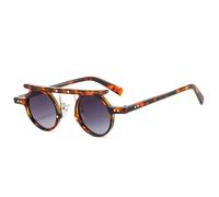 JQQJZLC Fashion Small Round Punk Sunglasses Women Retro Clear Gradient Lens Shades Uv400 Men Double Color Sun Glasses