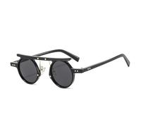 JQQJZLC Fashion Small Round Punk Sunglasses Women Retro Clear Gradient Lens Shades Uv400 Men Double Color Sun Glasses