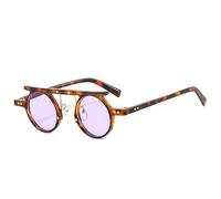 JQQJZLC Fashion Small Round Punk Sunglasses Women Retro Clear Gradient Lens Shades Uv400 Men Double Color Sun Glasses