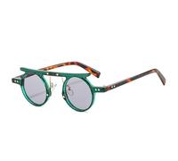 JQQJZLC Fashion Small Round Punk Sunglasses Women Retro Clear Gradient Lens Shades Uv400 Men Double Color Sun Glasses