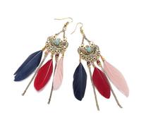 JQQJZLC Feather Earrings For Women - Boho Long Tassel Feather Earring For Women Vintage Pendant Wedding Pendientes Jewelry Gift Accessories ui