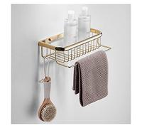 JQQJZLC Floating Shelves Pale Gold Towel Holder Wall Mount,Bathroom Towel Rack,24.4 Inches Foldable Wall Double Towel Holder,Mounted Multifunctional Rack for Bathroom Storage (Size : Storage basket)