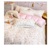 JQQJZLC Floral Duvet Cover Set Flat Sheet Pillowcases No Filling Twin Single Queen Size Boys Girls Bedding Linen Bed Four Pieces Set(A,150x200 4pcs)