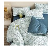JQQJZLC Floral Duvet Cover Set Flat Sheet Pillowcases No Filling Twin Single Queen Size Boys Girls Bedding Linen Bed Four Pieces Set(F,150x200 4pcs)