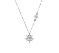 JQQJZLC Flower Pendant 0.1 Carat Hexagram Moissanite Necklace 925 Sterling Silver Neck Chain for Women Jewelry Gifts