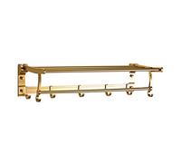 JQQJZLC Folding Towel Rack Space Aluminum Gold Towel Rack Towel Rack Hook Bathroom Accessories Hanging Towel Bar -60 cm Tower Hanger