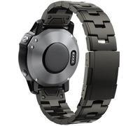 JQQJZLC for 22mm 22mm Fast Shape Titanium Metal Watch Band Bracelet Fenix 7X 7 6X Pro 5X Plus/Instinct/Epix Strap Wutband (Gun Color, 26mm)