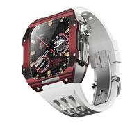 JQQJZLC For 9 8 7 6 SE 5 4 Series 44mm 45mm Watch Band Mod Kit Men Women Carbon Fiber Watch Case Rubber Watch Strap Replacement Accessories