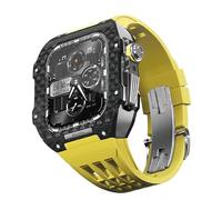 JQQJZLC For 9 8 7 6 SE 5 4 Series 44mm 45mm Watch Band Mod Kit Men Women Carbon Fiber Watch Case Rubber Watch Strap Replacement Accessories