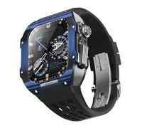 JQQJZLC For 9 8 7 6 SE 5 4 Series 44mm 45mm Watch Band Mod Kit Men Women Carbon Fiber Watch Case Rubber Watch Strap Replacement Accessories