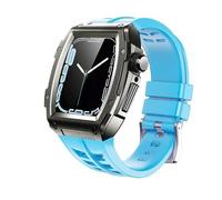 JQQJZLC For case 44mm 45mm stainless steel Modification Kit Metal Case Rubber Strap watch band for Iwatch Series 8 7 6 54 SE