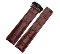 JQQJZLC For Genuine Leather Stitches Bracelet 19 20 22mm Men Wrist Band With Folding Clasp