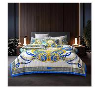 JQQJZLC Four piece bedding set 1200TC gold Egyptian Cotton Bedding King Queen Size Sheet Duvet Cover Pillowcase Linens,Bed four pieces set