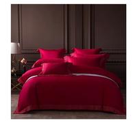 JQQJZLC Four piece bedding set Embroidery edge bedlinen Bedding King Queen Size Linen 600TC egyptian Cotton Duvet Cover Sheet Pillowcases Bed four pieces set,