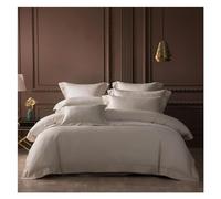 JQQJZLC Four piece bedding set Embroidery edge bedlinen Bedding King Queen Size Linen 600TC egyptian Cotton Duvet Cover Sheet Pillowcases Bed four pieces set,