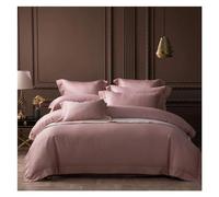 JQQJZLC Four piece bedding set Embroidery edge bedlinen Bedding King Queen Size Linen 600TC egyptian Cotton Duvet Cover Sheet Pillowcases Bed four pieces set,