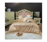 JQQJZLC Four piece bedding set Luxury Solid color smooth silky Bedding Duvet Cover Sheet Pillowcase King Queen Size Silk Gray cotton Linen Bed four pieces set,