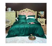 JQQJZLC Four piece bedding set Luxury Solid color smooth silky Bedding Duvet Cover Sheet Pillowcase King Queen Size Silk Gray cotton Linen Bed four pieces set,