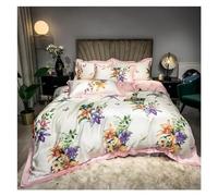JQQJZLC Four piece bedding set Rich Color Elegant Floral Duvet cover set Eucalyptus Lyocell Silky Soft Bed Sheet Pillowcases Bedding Set Twin Double Queen King Bed four pieces set,