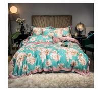 JQQJZLC Four piece bedding set Rich Color Elegant Floral Duvet cover set Eucalyptus Lyocell Silky Soft Bed Sheet Pillowcases Bedding Set Twin Double Queen King Bed four pieces set,
