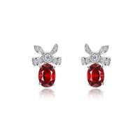 JQQJZLC French Flutter Ribbon Bow Earrings Fashion Popular Garnet Earrings