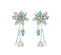 JQQJZLC French retro palace earrings with zirconia inlaid three-dimensional flower earrings