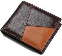 JQQJZLC Genuine Leather Men Wallets Pocket Zipper Real Men's Leather Wallet with Coin Male Purse
