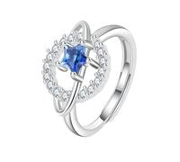 JQQJZLC Girl Products Real 925 Sterling Silver Fashion Sweet Star Planet Zircon Opening Ring for Women Wedding Party Fine Jewelry Gifts