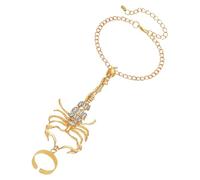 JQQJZLC Girls Accessories Scorpion Ring Bracelet Hand Chain Punk Diamond Scorpion Charm Hand Jewelry necklace