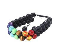 JQQJZLC Girls' jewelry 1Pc Colorful Yoga Chakras Bracelet Natural Volcanic Stone Turquoise Double Layer Woven Jewelry Women for Parties Daily Wear Special Occasions accessories