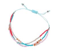 JQQJZLC Girls' jewelry 1Pcs Colorful Knitted Beads Tassel Bracelet Ladies Multiple Layer Anklet Handmade Folk Jewelry Design for Everyday Wear and Gifting accessories