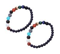 JQQJZLC Girls' jewelry 2Pcs Universe Star Natural Stone Bead Charm Bracelet Representing Eight Planets in Solar System Women Any Occasion accessories