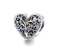 JQQJZLC Girls' jewelry Bead Authentic Love of Life Family Christmas Tree Dangle Charms fit Bracelet, Sterling, Cubic Zirconia accessories
