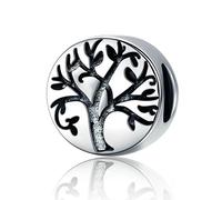 JQQJZLC Girls' jewelry Bead Authentic Love of Life Family Christmas Tree Dangle Charms fit Bracelet, Sterling, Cubic Zirconia accessories