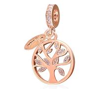 JQQJZLC Girls' jewelry Bead Authentic Love of Life Family Christmas Tree Dangle Charms fit Bracelet, Sterling, Cubic Zirconia accessories