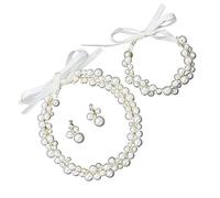 JQQJZLC Girls' jewelry Set of Bridal Headband Bracelet Earring Wedding Pearl Jewelry Hair Accessories for Women accessories