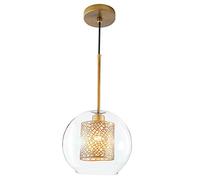 JQQJZLC Glass Sphere Modern Ceiling Chandelier Globe Droplight with Wrought Iron Frame Light Fixture Nordic Restaurant Single Head Hanging Lamp Creative Personality Bedroom Bedside Lamp (