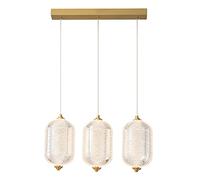 JQQJZLC Gold LED Modern Industrial 1/3 Lights Chandelier Copper Acrylic Creative Ceiling Pendant Light for Living Room Kitchen Restaurant Hotel Loft Aisle Corridor Hanging Lamp
