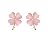 JQQJZLC Green Cat Eye's Clover Flower Earrings for Women Girls 925 Sterling Silver Post Pin Hypoallergenic Lucky Love Heart 4 Leaf Petal Small Cute Studs Earring Dainty Gifts for Mother Sister Aunt