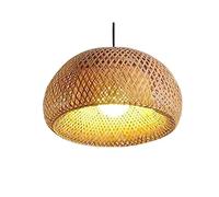 JQQJZLC Handmade Bamboo Woven Natural Rattan Bamboo Chandelier, Retro Pendant Lamp, Vintage Bamboo Lantern Hanging Light, E27 Bamboo Lampshade, Interior Decoration Lighting Made in China Produced in